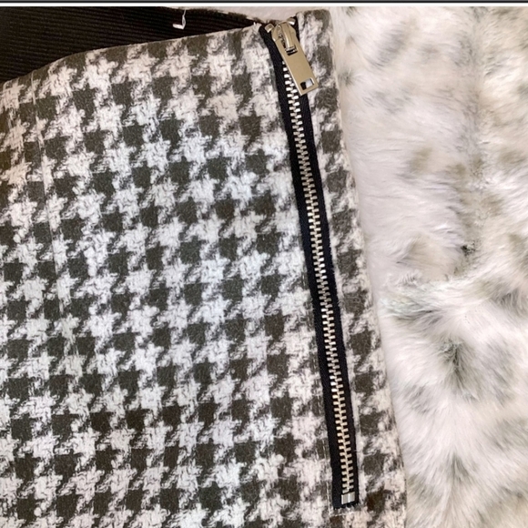 ZARA Houndstooth Skinny Pants Black White Check Stretch Ankle Small - Picture 4 of 6